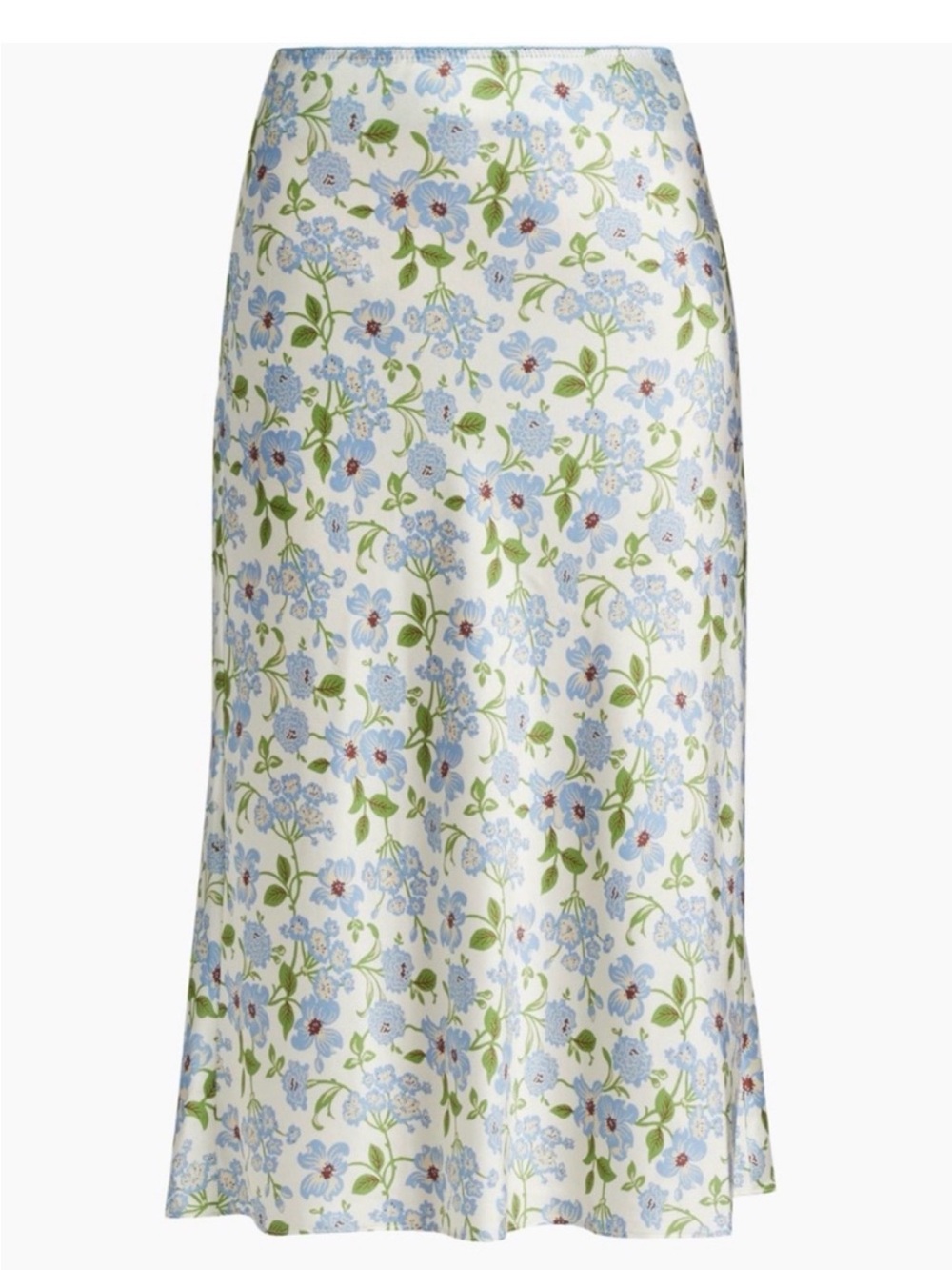 DOEN ELOWENA Silk Skirt Floral Ivory Blue XS